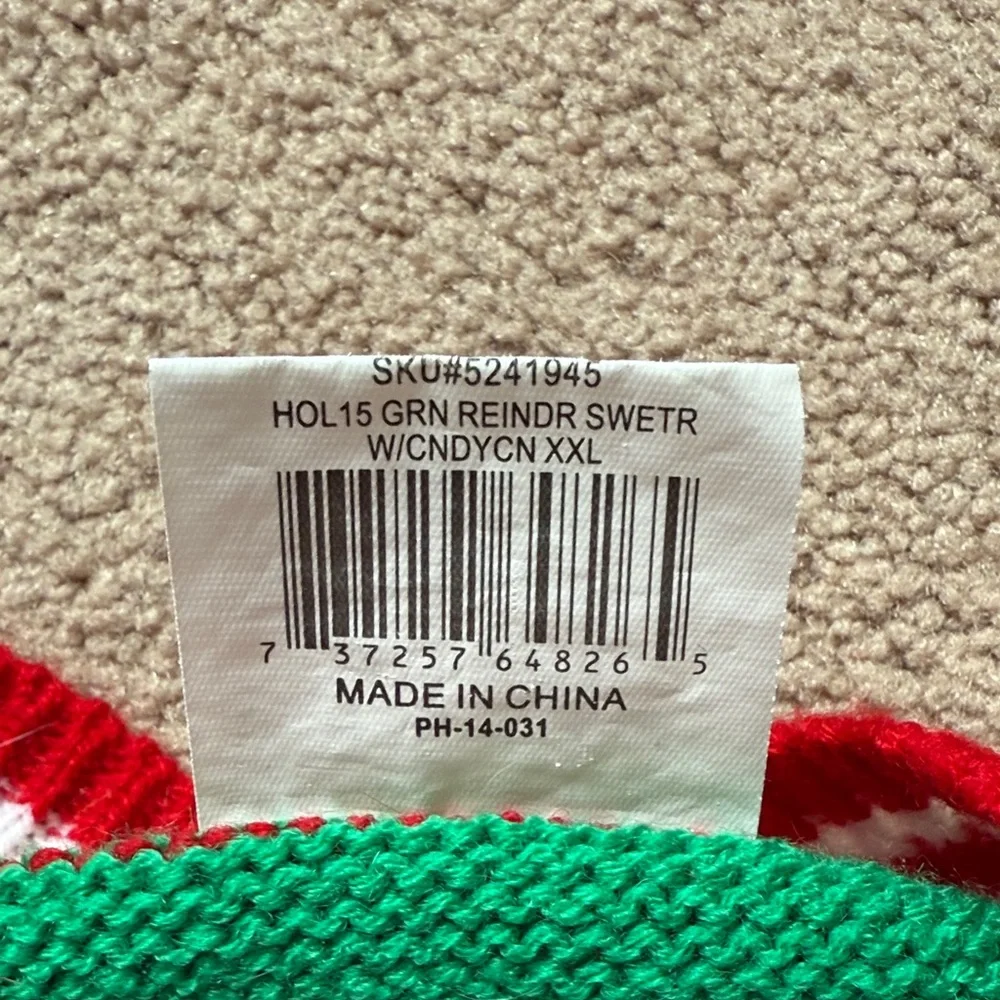 Festive Green Reindeer Dog/Pup Sweater XXL